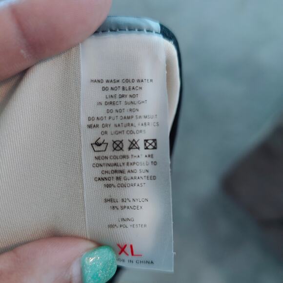 Black Floral Halter Top Tie High Waist Bikini two-piece Swimsuit Womens size XL - Picture 5 of 5